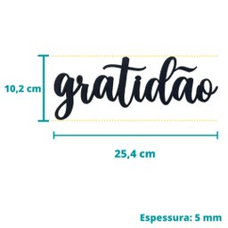 Adorno Gratidão - Quadro, Lettering, Decoração Para Parede - 25cm - Toque 3D:Preto - 4
