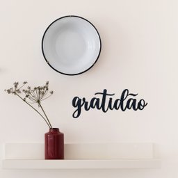 Adorno Gratidão - Quadro, Lettering, Decoração Para Parede - 25cm - Toque 3D:Preto - 5