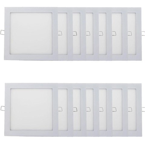 Kit 14 Plafon Painel LED Luminária Downlight 18W Embutir