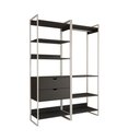 Ver imagem 2 de Guarda Roupa Aberto Industrial Casal 2 Módulos Preto Cabideiro com Gavetas Ferro Branco