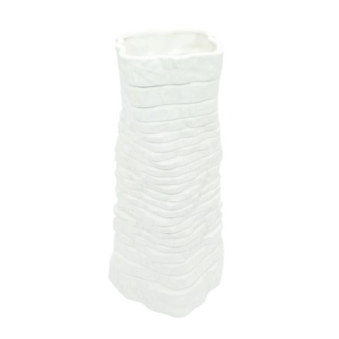 Vaso em Ceramica Branco Decorativo M 35x15cm