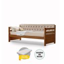 Ver imagem 6 de Sofá Cama Solteiro Verona com Estofado Capitonê em Veludo Bege e Estrutura em Madeira Castanho