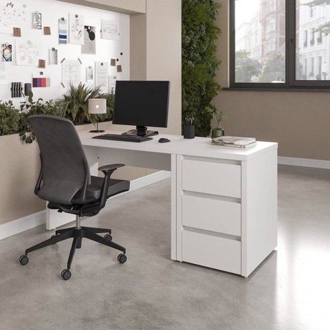 Escrivaninha Mesa Escritório com Gaveteiro Ficus 170cm CabeCasa MadeiraOriginals Branco