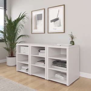 Kit 3 Estante Multiuso para Livros Baixa em Tamburato Ficus Cabecasa MadeiraMadeira