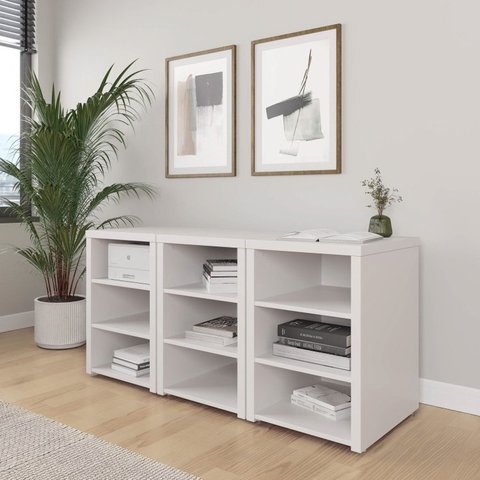 Conjunto Home Office 3 Módulos com Prateleiras Ficus CabeCasa MadeiraOriginals