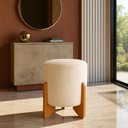 Ver imagem 6 de Puff Piave Decorativo Tecido Linho Banqueta Redondo Pés de Madeira Maciça