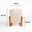 Ver imagem 3 de Puff Piave Decorativo Tecido Linho Banqueta Redondo Pés de Madeira Maciça