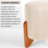Puff Piave Decorativo Tecido Linho Banqueta Redondo Pés de Madeira Maciça - 5