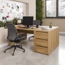 Ver imagem 1 de Conjunto Home Office 4 Peças 2 Mesas 2 Gaveteiros Ficus 6 Gavetas 170cm CabeCasa MadeiraOriginals Rovere Marrom
