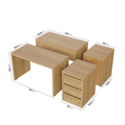 Conjunto Home Office 4 Peças 2 Mesas 120cm 2 Gaveteiros Ficus CabeCasa MadeiraMadeira - 5