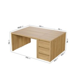 Conjunto Home Office 4 Peças 2 Mesas 120cm 2 Gaveteiros Ficus CabeCasa MadeiraMadeira - 4