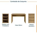Ver imagem 3 de Escrivaninha Mesa Escritório com Gaveteiro e Nicho Ficus 3 Gavetas 220cm CabeCasa MadeiraOriginals Rovere Marrom