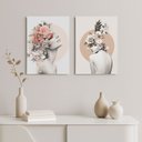 Ver imagem 4 de Placas MDF Mulher Floral Abstrata Decorativa Duas Unidades A4