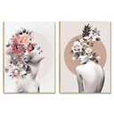 Ver imagem 1 de Placas MDF Mulher Floral Abstrata Decorativa Duas Unidades A4