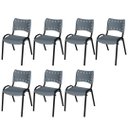 Ver imagem 2 de Cadeira Iso Base Preto Igreja, Escola, Escritório - Cinza Kit 7 Peças