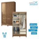 Ver imagem 4 de Guarda Roupa Solteiro 2 Portas de Correr com Pés Fit Jequitibá Acetinado - Santos Andirá