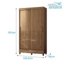 Ver imagem 2 de Guarda Roupa Solteiro 2 Portas de Correr com Pés Fit Jequitibá Acetinado - Santos Andirá