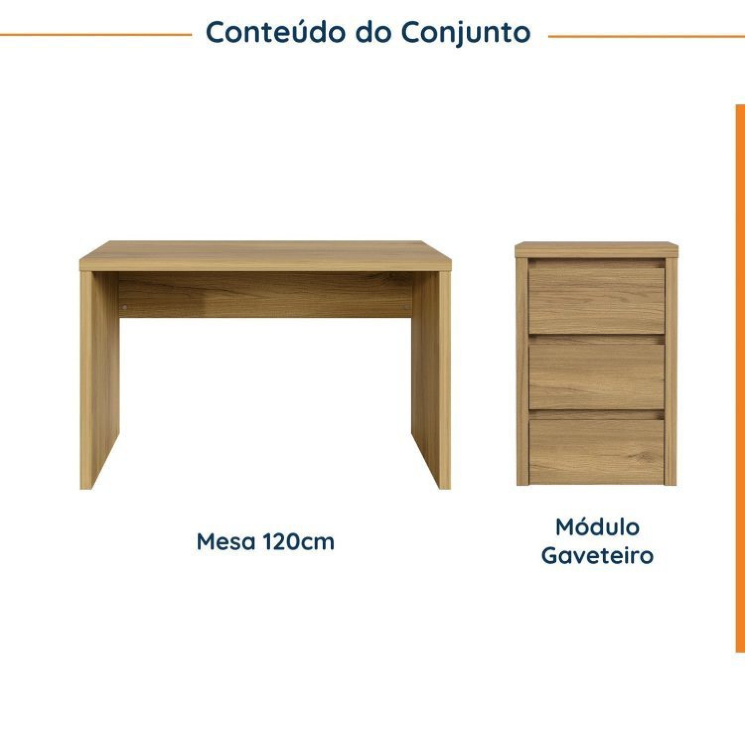 Mesa de Escritório com Gaveteiro 170cm Ficus CabeCasa MadeiraMadeira - 3