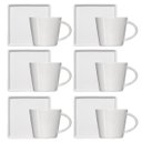 Ver imagem 1 de Jogo 6 Xícaras de Café 90ml em Porcelana com Píres Quadrado Branca Germer