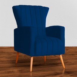 Poltrona Decorativa Melinda Pés Palito Tecido Suede Várias Cores - Qlare Estofados - Suede Azul Mari - 2
