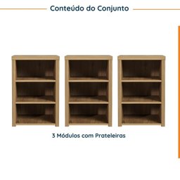 Kit 3 Estante Multiuso para Livros Baixa em Tamburato Ficus Cabecasa MadeiraMadeira - 3