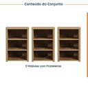 Ver imagem 3 de Conjunto Home Office 3 Módulos com Prateleiras Ficus CabeCasa MadeiraOriginals Marrom/Rovere