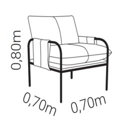 Poltrona Decorativa em Couro Mona com pés em Metal  - 3