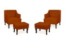 Ver imagem 1 de Kit 2 Poltrona Elizabeth + 2 Puff Retro para Sala de Estar Clássica Confortável e Reforçada Suede