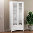 Ver imagem 1 de Cristaleira para Sala de Jantar 2 Portas de Vidro 1 Gaveta 181cm x 80cm Branco