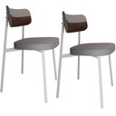Ver imagem 1 de Kit 02 Cadeiras Estofada para Sala de Jantar Astrid Branco C01 Linho Cinza Courino Whisky - Lyam Dec