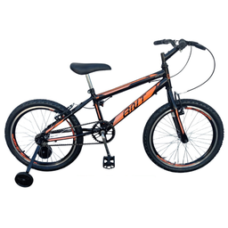 BICICLETA ARO 20 BNT PULSE MTB FREIO V-BRAKE RODA LATERAL:Preto com Laranja - 1