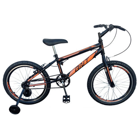 BICICLETA ARO 20 BNT PULSE MTB FREIO V-BRAKE RODA LATERAL:Preto com Laranja