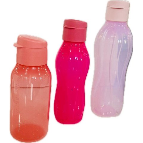 Tupperware Kit 3 Peças Garrafas Rosas e Salmão Kit 3 Peças Garrafas Rosas e Salmão