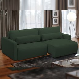 Sofá Retrátil Reclinável para Sala de Estar Living 210cm Sevilha F04 Veludo Verde - Lyam Decor - 2