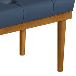 Recamier Calçadeira Apolo Veludo Azul Solteiro 1,00m Base Madeira Pés Palito - 5