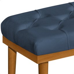 Recamier Calçadeira Apolo Veludo Azul Solteiro 1,00m Base Madeira Pés Palito - 4