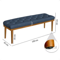 Recamier Calçadeira Apolo Veludo Azul Solteiro 1,00m Base Madeira Pés Palito - 7
