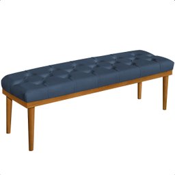 Recamier Calçadeira Apolo Veludo Azul Solteiro 1,00m Base Madeira Pés Palito - 1
