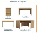 Ver imagem 3 de Conjunto Home Office 1 Mesa em L 1 135cm 1 Canaleta 1 Gaveteiro Ficus CabeCasa MadeiraOriginals Rovere