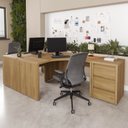 Ver imagem 1 de Conjunto Home Office 1 Mesa em L 1 135cm 1 Canaleta 1 Gaveteiro Ficus CabeCasa MadeiraOriginals Rovere