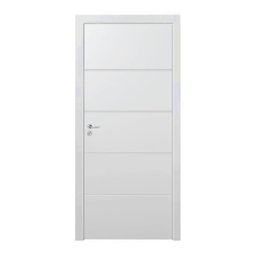 Kit Porta de Madeira 210x90cm Frisada Laqueada Esquerda Moldufama - 1