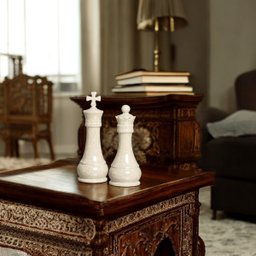 Peças de Xadrez Bege Decoração em Cerâmica Dupla Rei e Rainha Petra - 5