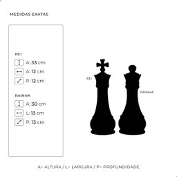 Peças de Xadrez Bege Decoração em Cerâmica Dupla Rei e Rainha Petra - 3