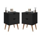 Ver imagem 1 de Kit 2 Mesa de Cabeceira Retro Madri C/ 2 Gavetas Vintage:preto
