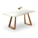 Ver imagem 1 de Mesa de Jantar Bella com Vidro Canto Garrafa Mmj-as As-castanho Claro/branco Laca 1,60m