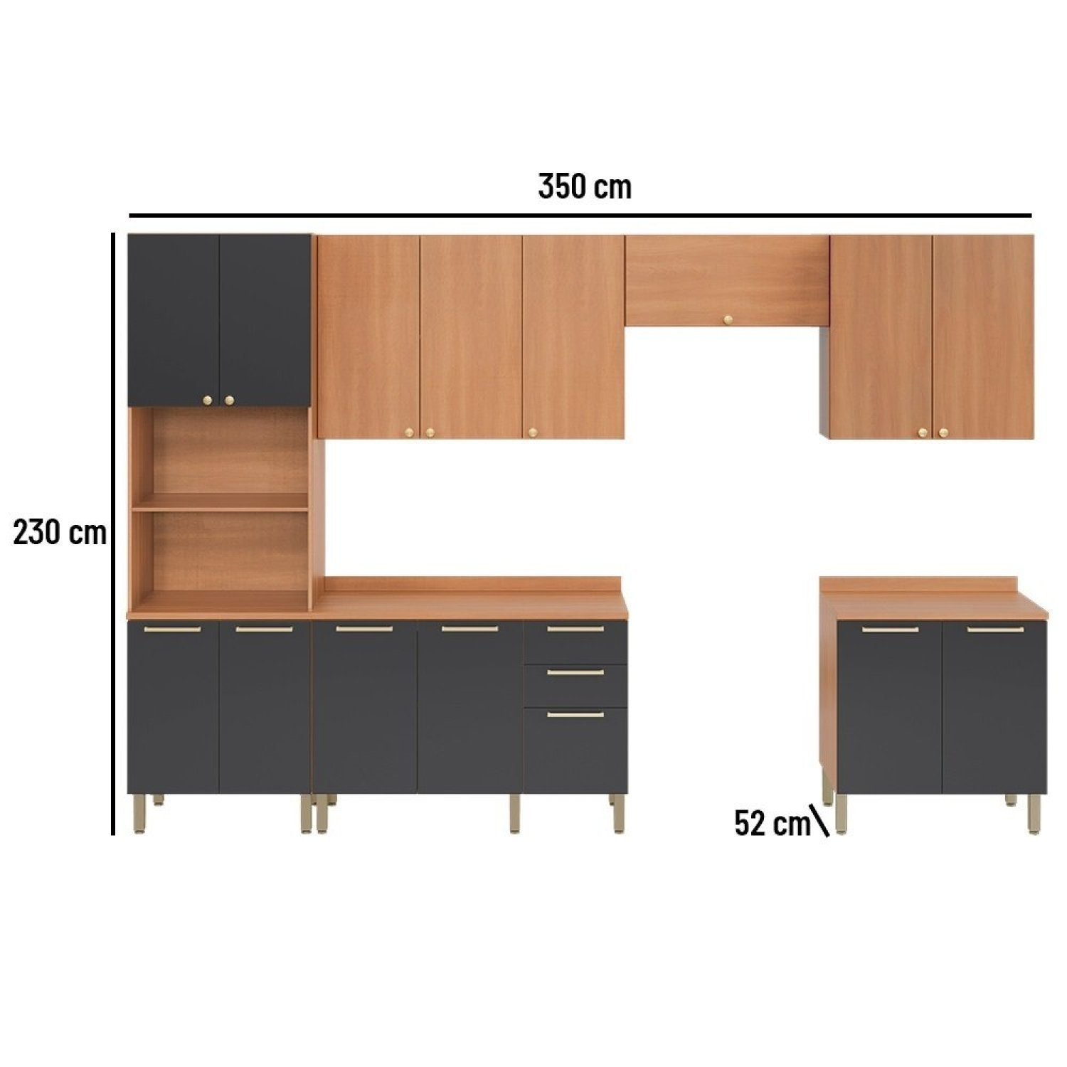 Cozinha Completa Thela Sálvia 6 Peças Com Armário e Balcão - 3