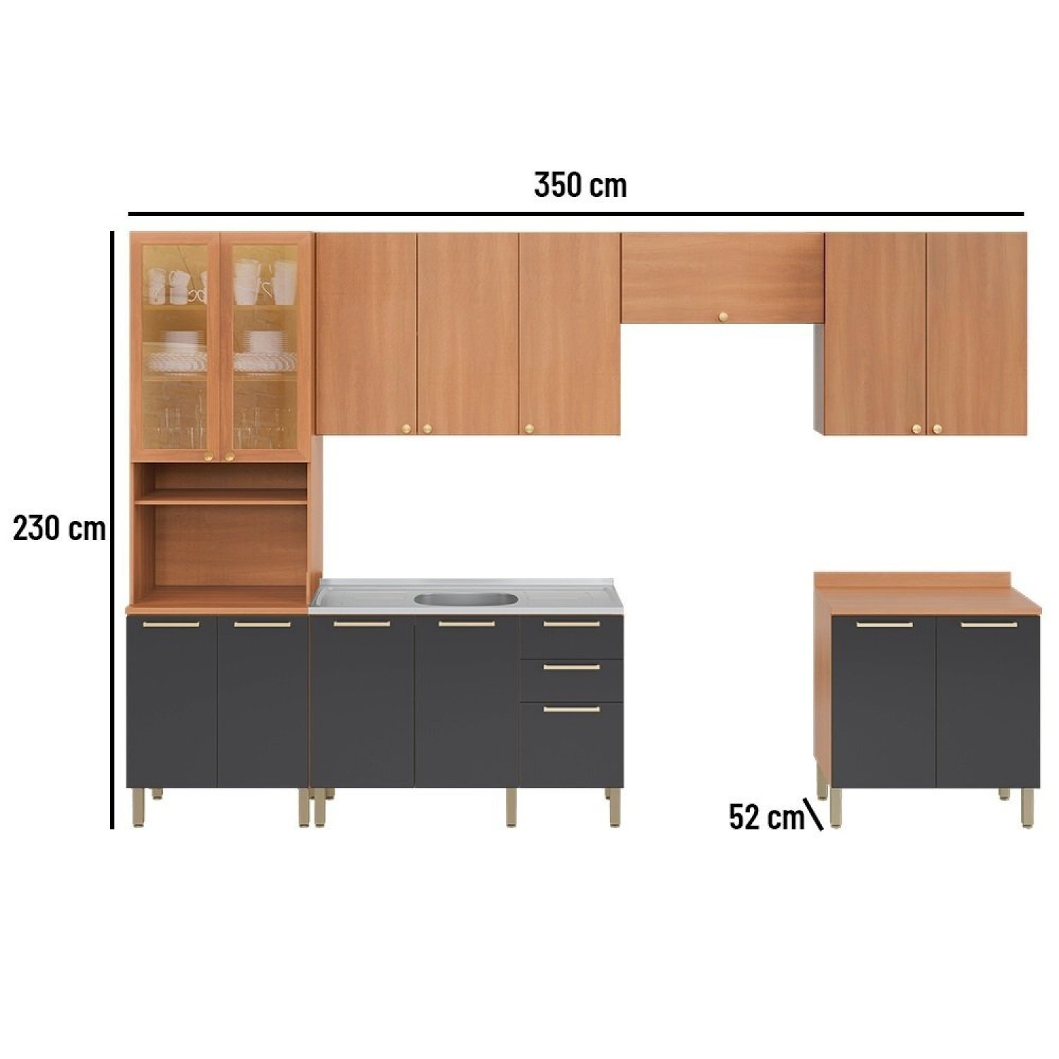 Cozinha Completa 6 Peças Com Paneleiro de Vidro Sálvia - 3