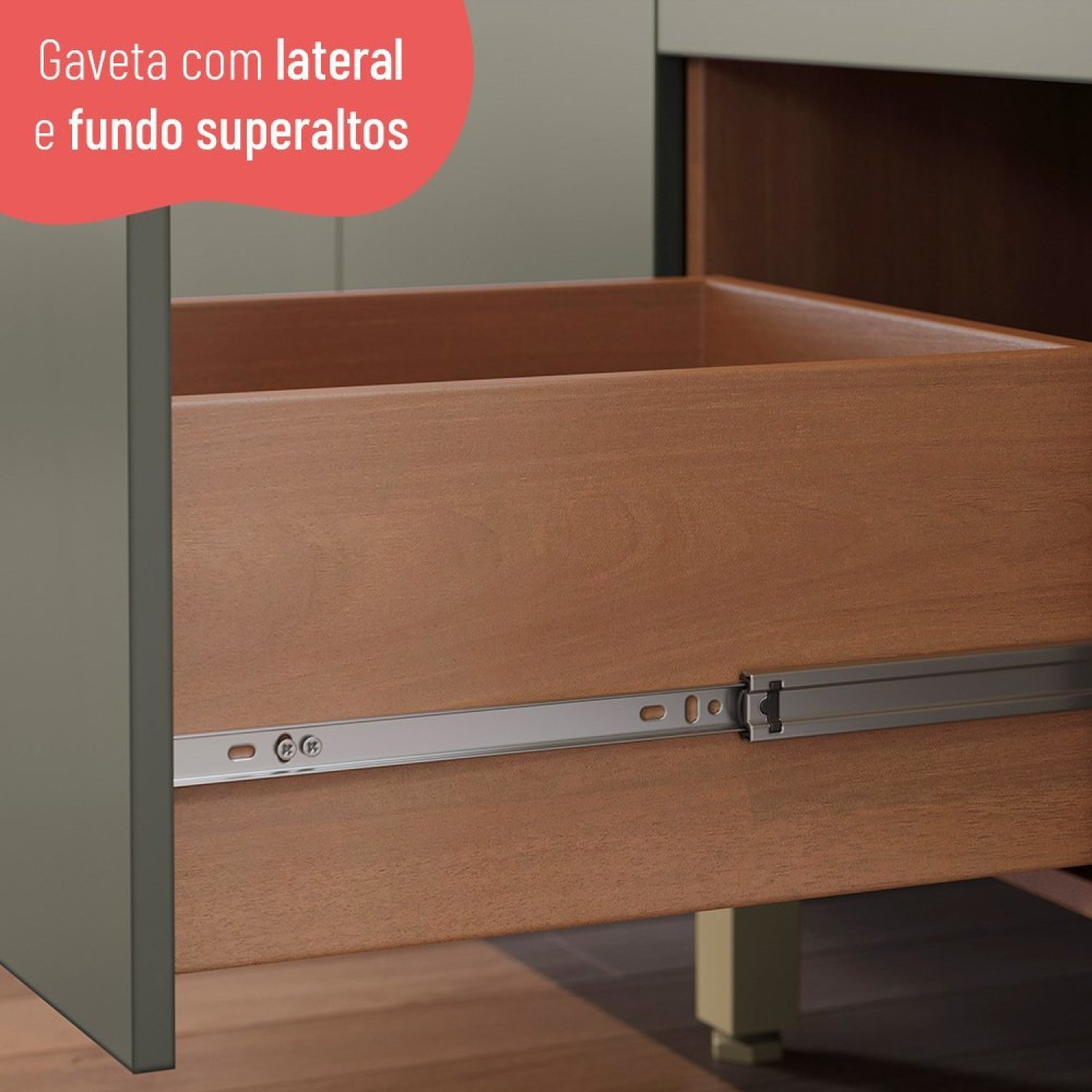 Balcão Gabinete Sálvia 120cm Com Tampo 2 Portas 3 Gavetas - 7