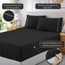 Ver imagem 2 de Jogo de Cama Lençol Egipicio Queen 3 Peças Micropercal 600 Fios Macio Preto Casa Show Enxovais