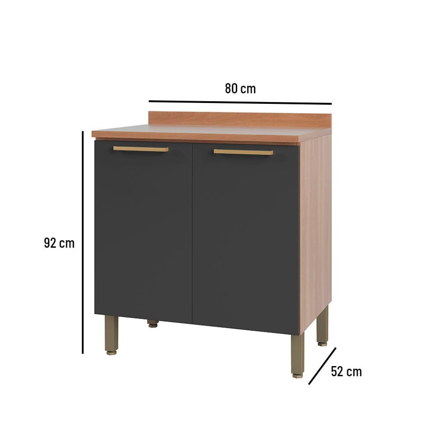 Balcão Sálvia 80cm Com Tampo 2 Portas - 4